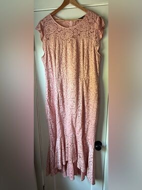 NWT Miusol Light Pink Mermaid Lace Maxi Dress with Ruffled Hem Size 3XL